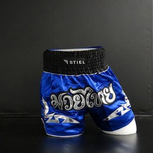 Stiel Muay Thai Short- Broekje - Blauw / Zwart / Zilver - S