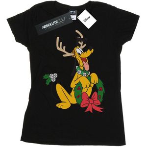 Disney Dames/Dames Pluto Kerst Rendier Katoenen T-Shirt (M) (Zwart)
