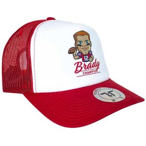 Tokyo Time Unisex volwassen Tom Brady NFLPA Mesh Back Baseball Cap  (Wit/rood)