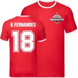 Bruno Fernandes Manchester United Ringer Tee (Red)