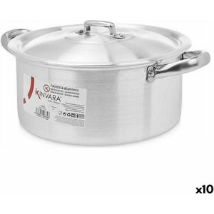 Kookpot met Deksel Zilverkleurig Aluminium 4 L 24 x 13 x 31 cm (10 Stuks)