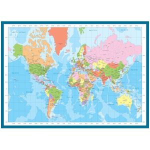 Puzzel Eurographics - Wereldkaart, 1000 stukjes