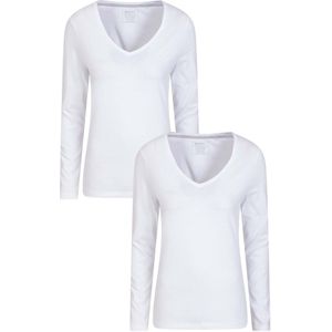 Mountain Warehouse Dames/Dames Eden Organic V Hals T-shirt met lange mouwen (Set van 2) (48 DE) (Wit)