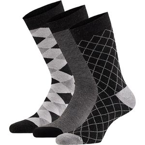 Apollo - Bamboe sokken met motief - Antraciet - 6 Paar - Maat 43/46 - Herensokken - Duurzame sokken - Bamboe - Bamboo