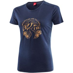 Loeffler shirt korte mouwen W Printshirt Mountains Merino - Tencel™ Donker Blauw