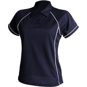 Finden & Hales Dames Coolplus Sportief Poloshirt met pijpleidingen (L) (Marine / Wit)