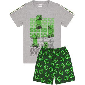 Minecraft Childrens/Kids korte pyjamaset (128) (Groen/Grijs)