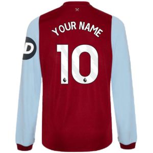 2023-2024 West Ham Long Sleeve Home Shirt (Your Name)