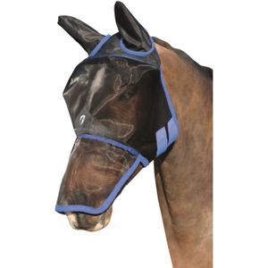 Hy BHB Ruitergaas Volle Masker met Oren en Neus (Pony) (Zwart/Paleis Blauw)