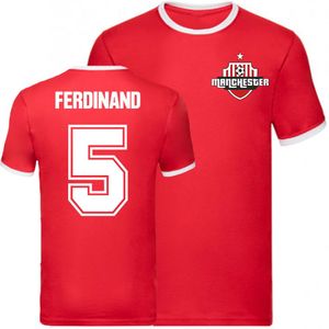 Rio Ferdinand Manchester United Ringer Tee (Red)