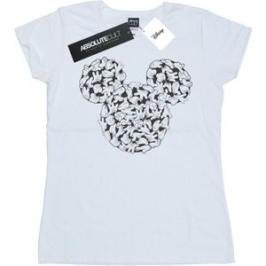 Disney Dames/Dames Mickey Mouse Hoofd van Handen Katoenen T-Shirt (XL) (Wit)