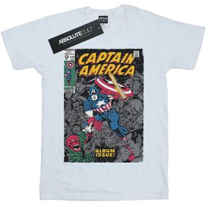 Marvel Dames/Dames Captain America Album Issue Cover Katoenen Vriendje T-shirt (L) (Wit)