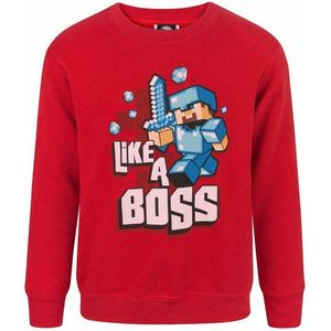 Minecraft Sweatshirt voor kinderen/jongens Officieel Like A Boss (5-6 Jahre (110/116)) (Rood)
