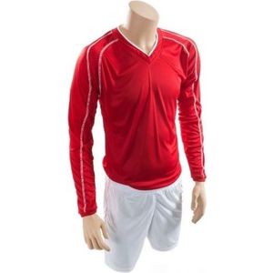 Precision Uniseksekseksekset voor volwassenen Marseille T-Shirt & Shorts (XL) (Rood/Wit)