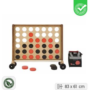 Ubergames - XL Vier-op-een-Rij Strategisch spel - Luxe hardhout uit India - 83x63cm mooie grote maat - Uniek - Incl. Wielen  Top  Kwaliteit en Klasse