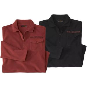 Atlas For Men Mens Microfleece Long-Sleeved Polo Shirt (Pack of 2)