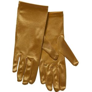 Apollo - Satijnen handschoen - Gala handschoenen - 20 cm - Goud - One size - Lange handschoenen verkleed - accessoires - Carnaval