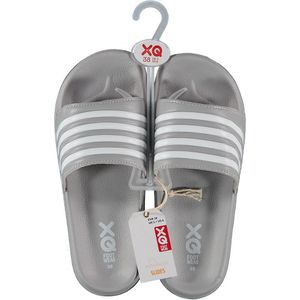 XQ - Slippers Dames - Stripes - Navy - Badslippers dames - Gevormd voetbed