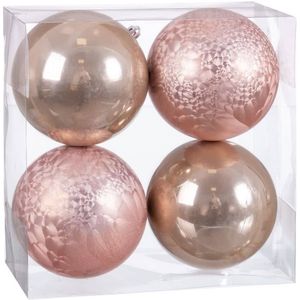 Kerstballen Beige Plastic 10 x 10 x 10 cm (4 Stuks)