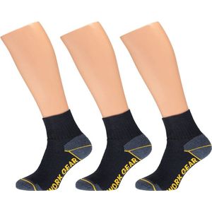 Apollo - Quarter werksokken - Half Hoge werksokken - Grijs/Blauw/Zwart - Maat 39/42 - Werksokken heren 39 42 - Naadloze sokken