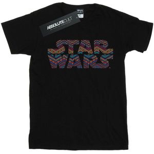 Star Wars Dames/Dames Kleur Azteken Logo Katoenen Vriendje T-shirt (XL) (Zwart)