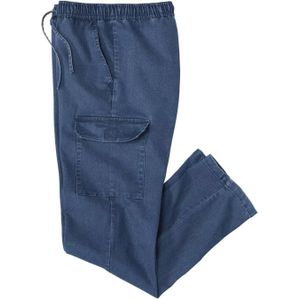 Atlas For Men Heren Denim Cargo Jeans met elastische taille (XL) (Blauw)