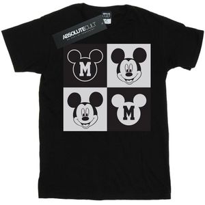 Disney Dames/Dames Mickey Mouse Smiling Squares Katoenen Vriendje T-shirt (3XL) (Zwart)