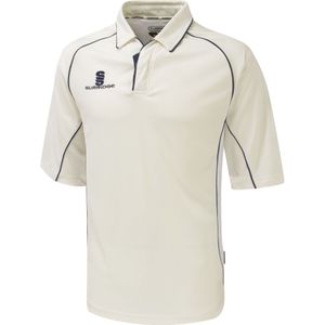 Surridge Heren/Zuid Premier Sports 3/4 Mouwen Poloshirt (Y) (Wit/Navy versiering)