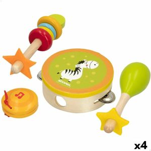 Set speelgoedmuziekinstrumenten Woomax Hout 14,5 x 4,5 x 14,5 cm (4 Stuks)