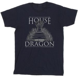 Game Of Thrones: House Of The Dragon Heren Troon Tekst T-Shirt (L) (Marineblauw)