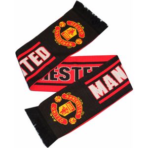 Spot On Gifts - Officiële Manchester United FC Sjaal  (Rood/Zwart)