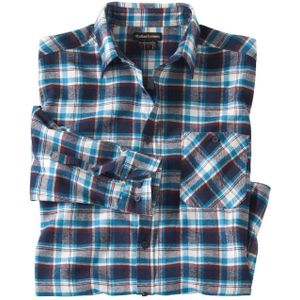 Atlas For Men Heren geruit Flannel Shirt (XXL) (Ecru/Blauw/Bourgondië)
