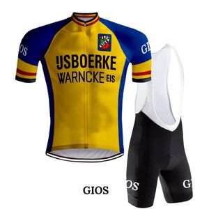 Retro Wielertenue IJsboerke Warncke geel - REDTED (L)