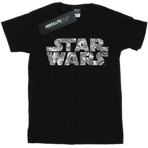 Star Wars Katoenen T-shirt met ornamenteel logo voor meisjes (152-158) (Zwart)