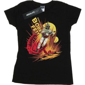 Star Wars Dames/Dames Boba Fett Rocket Powered Katoenen T-Shirt (XL) (Zwart)