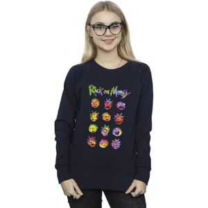 Rick And Morty Dames/Dames Tie Dye Gezichten Sweatshirt (XXL) (Marineblauw)