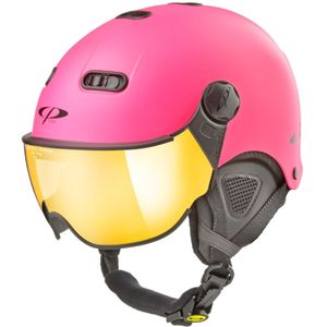 CP Carachillo XS skihelm roze fluo mat - helm met spiegel vizier (☁/☀)