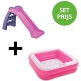 LITTLE TIKES FIRST SLIDE ROZE GLIJBAAN+INTEX PLAY BOX POOL 85X85X23CM ROZE