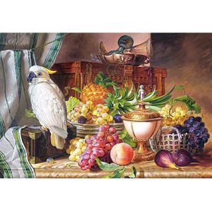 Puzzel 3000 stukjes Castorland - Josef Schuster: Stilleven met fruit en een kaketoe