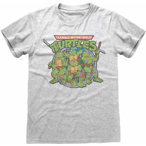 Teenage Mutant Ninja Turtles Unisex T-shirt Retro Volwassenen (L) (Heide Grijs)