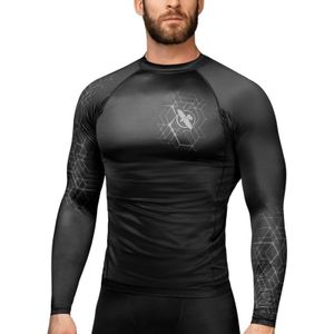 Hayabusa Geo Long Sleeve Rashguard - Zwart - Grijs - M