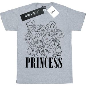 Disney Meisjes Prinses Multi Gezichten Katoenen T-Shirt (116) (Sportgrijs)