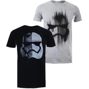 Star Wars Heren Stormtrooper T-shirt (Set van 2) (XL) (Zwart/Grijs)