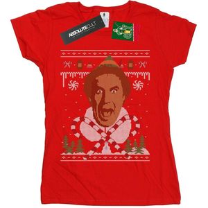 Elf Dames/Dames Kerst Fair Isle Katoenen T-Shirt (XL) (Rood)