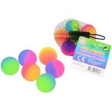 John Toy 2-kleurige Neon Stuiterballen 6 Stuks In Net