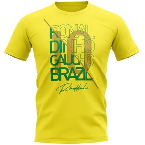 Ronaldinho Brazil Graphic Signature T-Shirt (Yellow)
