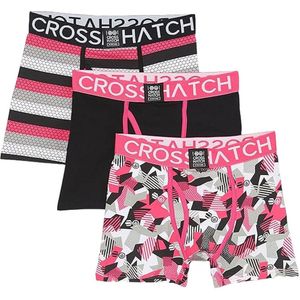 Crosshatch Heren Crystaline Boxershorts (Set van 3) (L) (Fuchsia/Zwart/Grijs)