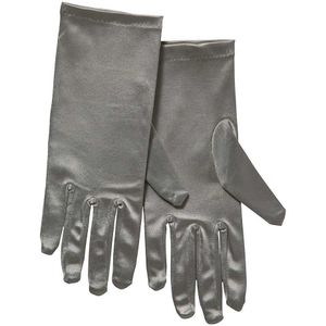 Apollo - Satijnen handschoen - Gala handschoenen - 20 cm - Zilver - One size - Lange handschoenen verkleed - accessoires - Carnaval