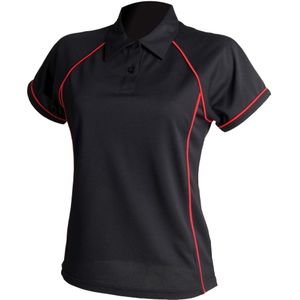 Finden & Hales Dames Coolplus Sportief Poloshirt met pijpleidingen (M) (Zwart/Rood)