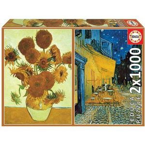 2 Legpuzzels van 1000 Stukjes X Sunflowers & Café Terrace At Nigh - Vincent Van Gogh 